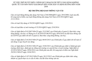 Quyết định 3193/QĐ-BGTVT điều chỉnh quy hoạch chi tiết Cảng hàng không quốc tế Tân Sơn Nhất