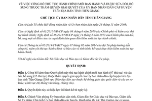 Quyết định 2314/QĐ-UBND thủ tục hành chính thuộc thẩm quyền ủy ban nhân dân cấp huyện Tiền Giang