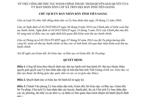 Quyết định 2315/QĐ-UBND thủ tục hành chính thuộc thẩm quyền Ủy ban nhân dân Tiền Giang 2015