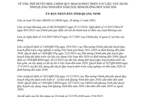 Quyết định 2623/QĐ-UBND Quy hoạch phát triển vật liệu xây dựng Quảng Ninh