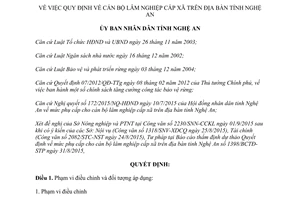 Quyết định 52/2015/QĐ-UBND cán bộ lâm nghiệp cấp xã Nghệ An