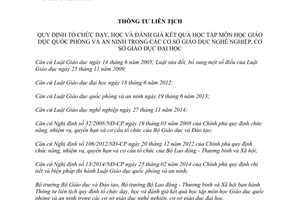 Thông tư liên tịch 18/2015/TTLT-BGDĐT-BLĐTBXH dạy đánh giá kết quả học Giáo dục quốc phòng an ninh