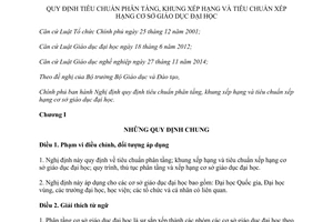 Nghị định 73/2015/NĐ-CP tiêu chuẩn phân tầng khung xếp hạng tiêu chuẩn xếp hạng cơ sở giáo dục đại học