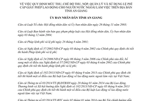 Quyết định 27/2015/QĐ-UBND lệ phí cấp giấy phép lao động cho người nước ngoài làm việc An Giang