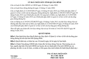 Quyết định 29/2015/QĐ-UBND quản lý bảo vệ kết cấu hạ tầng giao thông đường bộ Quảng Bình