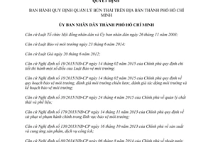 Quyết định 44/2015/QĐ-UBND Quy định quản lý bùn thải thành phố Hồ Chí Minh