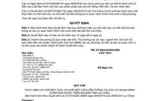 Quyết định 21/2015/QĐ-UBND cơ chế một cửa liên thông cơ quan hành chính nhà nước Lai Châu