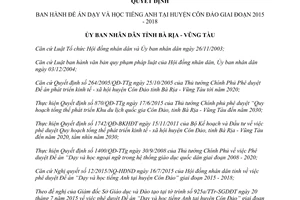Quyết định 36/2015/QĐ-UBND dạy học tiếng anh tại huyện Côn Đảo Bà Rịa Vũng Tàu
