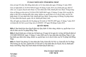 Quyết định 44/2015/QĐ-UBND chức năng nhiệm vụ quyền hạn cơ cấu tổ chức sở tư pháp Đồng Tháp