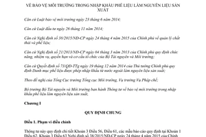 Thông tư 41/2015/TT-BTNMT bảo vệ môi trường trong nhập khẩu phế liệu làm nguyên liệu sản xuất