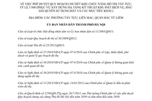 Quyết định 4507/QĐ-UBND Quy hoạch chi tiết Khu chức năng đô thị Tây Tựu Hà Nội