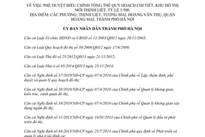 Quyết định 4506/QĐ-UBND Điều chỉnh Quy hoạch chi tiết tỷ lệ 1/500 Khu đô thị mới Thịnh Liệt Hà Nội