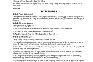 Thông tư 25/2015/TT-BTTTT quản lý và sử dụng kho số viễn thông