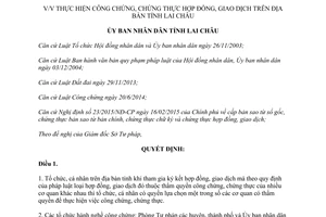 Quyết định 22/2015/QĐ-UBND công chứng chứng thực hợp đồng giao dịch Lai Châu