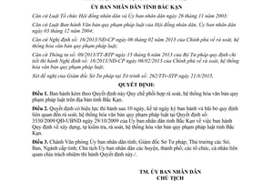Quyết định 16/2015/QĐ-UBND phối hợp rà soát hệ thống hóa văn bản quy phạm pháp luật Bắc Kạn