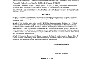 Decision No. 959/QD-BHXH management collection books cards social health unemployment insurance 2015