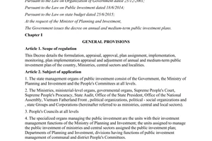 Decree No. 77/2015/ND-CP on annual and medium-term public investment plan