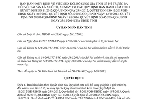 Quyết định 25/2015/QĐ-UBND giá tính lệ phí trước bạ đối với tài sản là xe ô tô xe máy Đắk Lắk