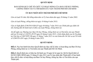 Quyết định 45/2015/QĐ-UBND tổ chức ban chỉ huy chống thiên tai tìm kiếm cứu nạn Hồ Chí Minh