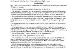 Quyết định 1294/QĐ-LĐTBXH phê duyệt kết quả điều tra rà soát hộ nghèo hộ cận nghèo 2014