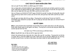 Quyết định 3529/QĐ-UBND thủ tục hành chính thẩm quyền ngành lao động thương binh xã hội Hà Tĩnh