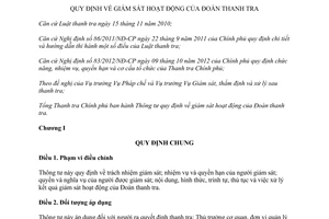 Thông tư 05/2015/TT-TTCP giám sát hoạt động của Đoàn thanh tra