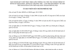 Quyết định 4531/QĐ-UBND thủ tục hành chính liên thông đăng ký khai sinh cấp thẻ bảo hiểm y tế Hà Nội