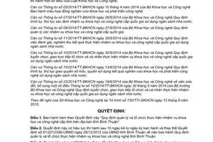 Quyết định 42/2015/QĐ-UBND quản lý tổ chức thực hiện nhiệm vụ khoa học công nghệ Bình Thuận