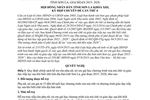 Nghị quyết 113/2015/NQ-HĐND hỗ trợ phụ nữ trẻ em gái xóa mù chữ giáo dục tiếp tục sau khi biết chữ Sơn La