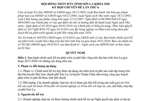 Nghị quyết 112/2015/NQ-HĐND hỗ trợ phát triển Cà phê bền vững Sơn La