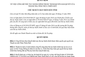 Quyết định 1810/QĐ-UBND công bố thủ tục hành chính thẩm quyền Thanh tra Thừa Thiên Huế