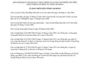 Quyết định 31/2015/QĐ-UBND quản lý hoạt động cung cấp thông tin cổng thông tin điện tử Cao Bằng