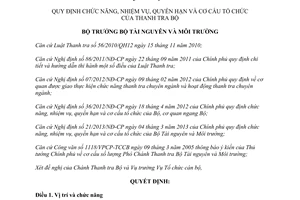 Quyết định 2325/QĐ-BTNMT chức năng nhiệm vụ quyền hạn cơ cấu tổ chức thanh tra bộ