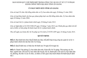 Quyết định 30/2015/QĐ-UBND Quy chế phối hợp quản lý xử lý vi phạm hành chính An Giang