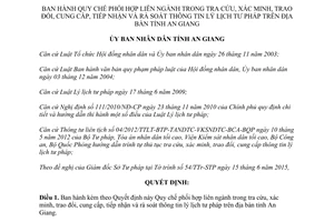 Quyết định 29/2015/QĐ-UBND xác minh trao đổi cung cấp rà soát thông tin lý lịch tư pháp An Giang