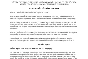 Quyết định 2202/2015/QĐ-UBND chức năng nhiệm vụ quyền hạn cơ cấu tổ chức Sở Khoa học Phú Thọ