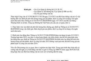 Công văn 4669/TCĐBVN-TCCB chi phí tiền lương trong giá sản phẩm dịch vụ công ích dùng vốn ngân sách