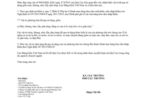 Công văn 3515/DKVN-VAQ nhập khẩu vật tư phụ tùng đã qua sử dụng