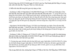 Công văn 3705/TCT-CS miễn tiền thuê đất 2015