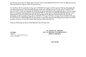 Công văn 3716/TCT-CS xác định giá trị tài sản tính lệ phí trước bạ 2015