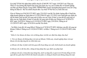 Công văn 58662/CT-HTr thanh toán trong giao dịch cho vay cá nhân doanh nghiệp Hà Nội 2015