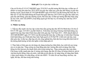 Công văn 4723/BGDĐT-CTHSSV công tác học sinh sinh viên hoạt động ngoài giờ y tế trường học 2015 2016