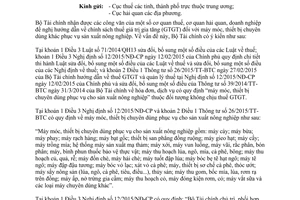 Công văn 12848/BTC-CST thuế giá trị gia tăng máy móc thiết bị chuyên dùng cho sản xuất nông nghiệp