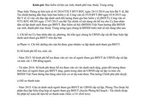 Công văn 3529/BHXH-TCKT chi hỗ trợ ủy ban nhân dân xã lập danh sách tham gia bảo hiểm y tế 2015