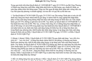 Công văn 8428/TCHQ-GSQL áp dụng hiệu suất năng lượng tối thiểu