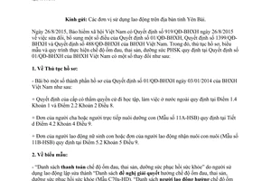 Công văn 1137/BHXH-CĐBHXH biểu mẫu đề nghị thanh toán chế độ ốm đau thai Yên Bái 2015