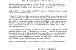 Công văn 3895/TCT-DNL tỷ lệ phân bổ thuế gia trị gia tăng đầu vào được khấu trừ 2015