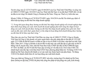 Công văn 3940/TCT-CS ưu đãi thuế thu nhập doanh nghiệp đối với dự án đầu tư mở rộng 2015