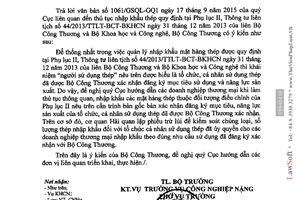 Công văn 9857/BCT-CNNg thủ tục nhập khẩu thép hợp kim 2015