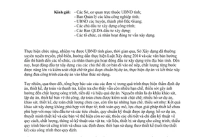 Công văn 1122/SXD-HĐXD quản lý chất lượng công tác lập thiết kế xây dựng công trình Bắc Giang 2015